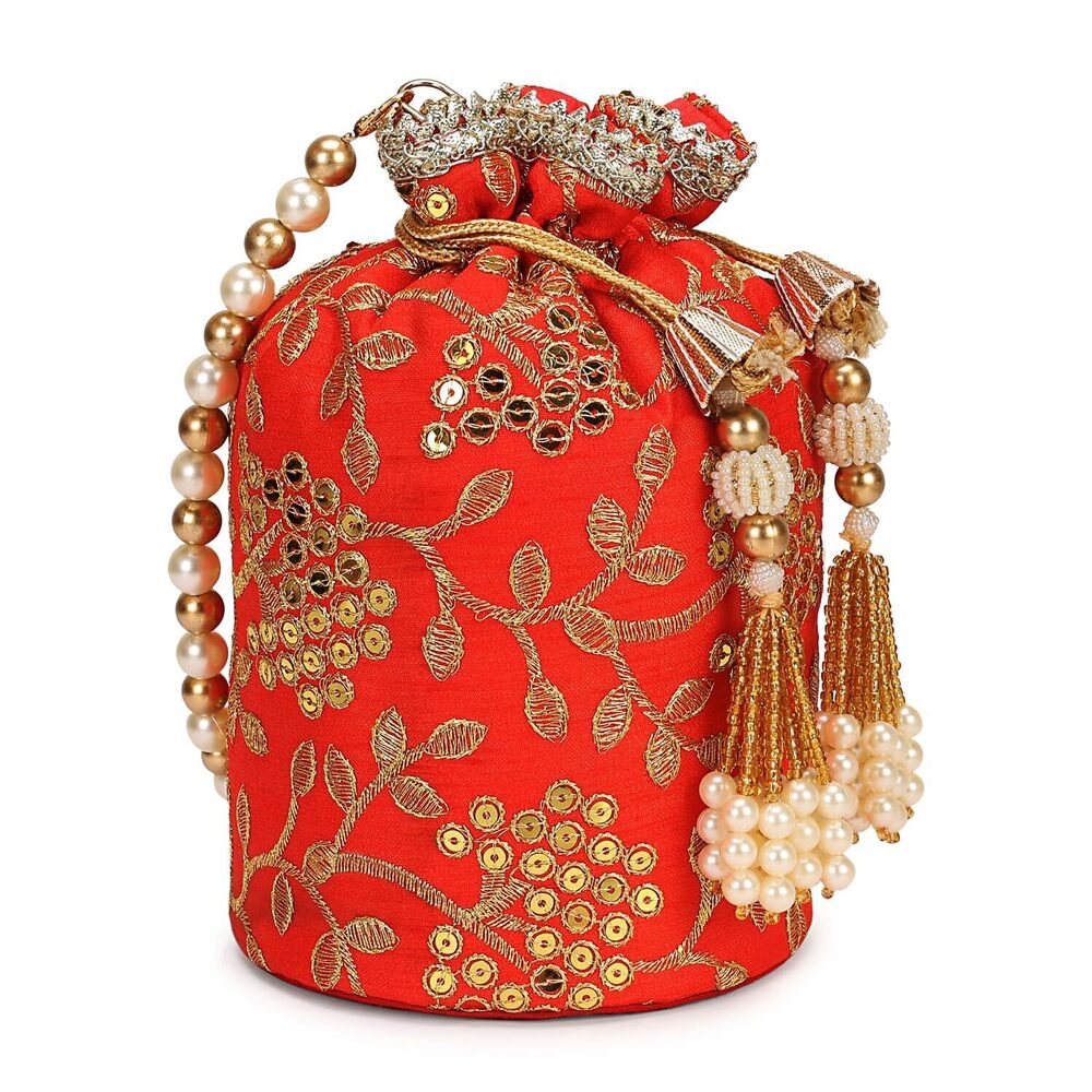 9360 Indian Ethnic Potli Bags For Wedding & Party Function Red View 4